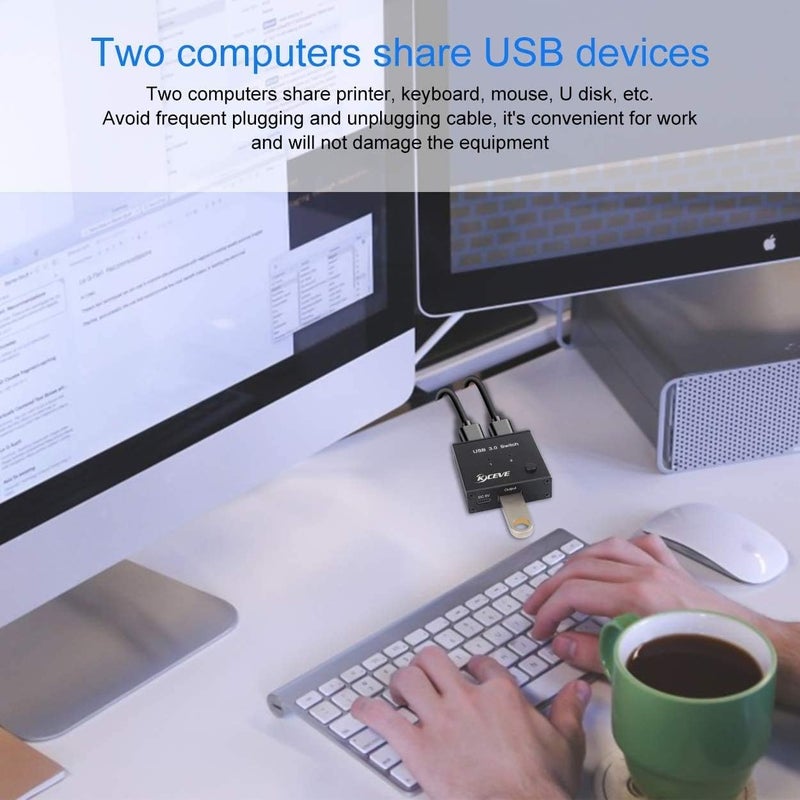 KCEVE USB 3.0 Switch Selector, 2 in 1 Out USB Switcher for 2 Computers Share 1 USB Devices, Mouse, Keyboard, Scanner, Printer - Image 4